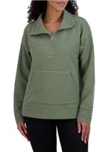 Kirkland Signature Womens Sweatshirt Green 1/2 Zip Kangaroo Pocket Stret... - $39.99