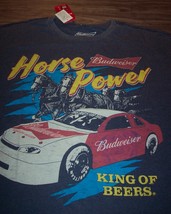 VINTAGE STYLE BUDWEISER BEER Horse Power T-shirt MEDIUM NEW Nascar  Clyd... - $19.80