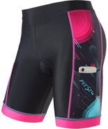 FitsT4 Kids Bike Shorts: Pink / Teal with Pockets - $13.49