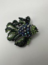 Vintage Black Green Blue Fish Brooch 4.8cm BB7 - £23.48 GBP