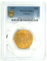 1907 $10 Gold Liberty Eagle Graded by PCGS as MS-64 - $3,850.48