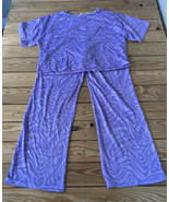 Juicy Couture NWOT Women’s Hacci Tee &amp; Flare pants Set Size L Purple AF - £22.57 GBP