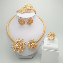 Kingdom Ma Nigerian Wedding Bridal African Gold Color Jewelry Set Dubai Necklace - £34.10 GBP