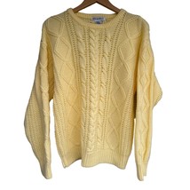 VTG Carriage Court Acrylic Cable Knit Sweater Women M 10-12 Yellow Long Sleeve - £12.44 GBP