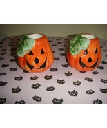Ceramic 2 Pumpkin Taper Candleholders - £13.56 GBP