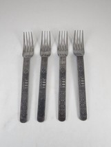 Set of 4 Vintage Cambridge Aztec Dinner Forks Stainless Steel Flatware 7-5/8&quot; - £42.36 GBP