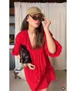 $109 ZARA NEW SS25 ZW COLLECTION LINEN-COTTON SHORT EMBROIDERED DRESS  XS-S - $1,476.82 MXN