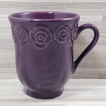 The Great Indoors Rose Pattern 12 oz. Coffee Mug Cup Purple Made in Portugal - £11.48 GBP