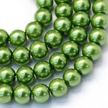 Green Glass Pearl Beads 4mm Bulk Jewelry Making Supplies 32&quot; Strand 216pcs - $4.24