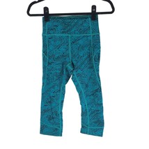 Lululemon Womens In Movement Crop Everlux 19&quot; Kitakami Spirit Green Blac... - $30.83