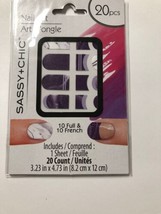 Sassy + Chic Nail Art 10 French &amp;10 Full Purple New - £9.59 GBP