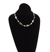 ANNE KLEIN Rhinestone Floral Cloisonne Gold Tone Chain Necklace - £12.09 GBP