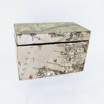 Storage Trinket Box Ceramic Old World Map Design Home Accent Vintage Decor - £28.45 GBP