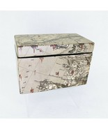 Storage Trinket Box Ceramic Old World Map Design Home Accent Vintage Decor - £27.83 GBP