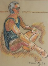 Original &amp; Rare Signed Kravitz Color Pastel Male Portrait Drawing Sketch... - £698.26 GBP