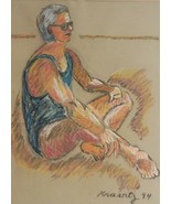 Original &amp; Rare Signed Kravitz Color Pastel Male Portrait Drawing Sketch... - €576,16 EUR