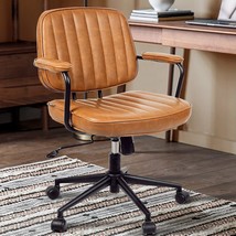 Artswish Mid Century Desk Chair Leather Office Chair Brown Office Desk C... - $214.94