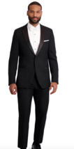 Fabian Couture Black 1-Button Notch Slim Fit Tuxedo Jacket and 6&quot; Drop P... - £198.24 GBP