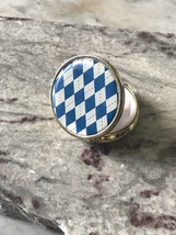 Pill Box with blue and white Diamonds enamel, Divider- 3 Sections - $5.89