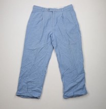 Vintage 70s Streetwear Mens 35x29 Distressed Pleated Linen Wide Leg Chinos Pants - $69.25