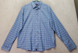 UNTUCKit Shirt Men&#39;s Large Blue Plaid Slim Fit Long Sleeve Collared Button Down - £17.79 GBP