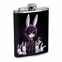 Dark Bunny Hip Flask Stainless Steel 8 Oz Silver Drinking Whiskey Spirit... - £7.44 GBP