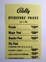 Prices List Arcade Game Bingo Pinball July 1 1956 Model T Parade Magic Pool - £12.26 GBP