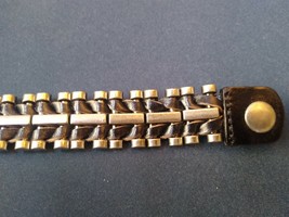 Schwarzes Leder 3.2cm Breit Armreif Armband mit Stahl Nagelköpfe Verstel... - £12.27 GBP+
