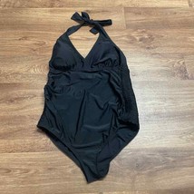 Motherhood Solid Black Halter One Piece Swim Suit Womens Size Medium Mat... - £22.15 GBP