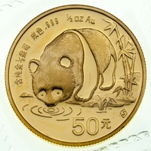 1987 1/2 Oz 999 Fine Gold Panda Bullion Coin in Original Mint Packaging - £1,235.66 GBP