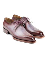 Paul Parkman Mens Shoes Derby Ice Blue Bordeaux Welt Hand-Painted Leathe... - $842.02 CAD