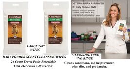 48 pc PET BATH Cleansing WIPES DOG CAT*Remove Odor,Dirt*SAME AS TOP PERF... - $7.99