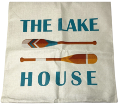 Lake House Throw Pillow Case Set (4) 18 x 18 Lake Paddle Lake Rules Decor image 3