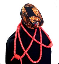 Traditional Igbo Edo Traditional wedding Coral Orange Beads Necklace &amp; B... - $43.00+