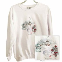 Vintage Northern Reflections White Christmas Treasures Await Fleece Swea... - £25.64 GBP