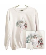 Vintage Northern Reflections White Christmas Treasures Await Fleece Swea... - $42.08