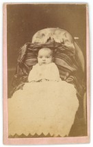 CIRCA 1880&#39;S CDV Adorable Little Baby White Dress J.H. Poff Loudonville, OH - £7.57 GBP