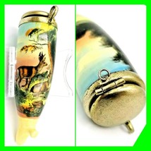 Unique Vintage Ceramic Pipe With Woodland Scene Deer Bass Sunset Excellent Cond. - £40.08 GBP
