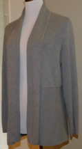 Talbots Sz PM Womens Open Cardigan Gray Sweater Jacket Shawl Collar $149... - $36.62