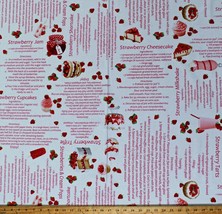 Cotton Strawberry Fields Desserts Food White Fabric Print by Yard D566.04 - £10.20 GBP