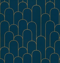 Yasinet Blue And Gold Peel And Stick Wallpaper Blue Geometric Contact Paper - £20.02 GBP