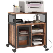 Vinsetto Mobile Printer Stand with Socket &amp; USB, Rustic Brown - €114,85 EUR