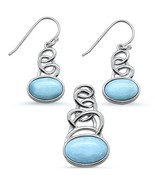 Sterling Silver Natural Larimar Spiral Pendant &amp; Earring Set - €86,65 EUR