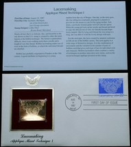 22¢ Lacemaking APPLICQUE MIXED TECH 22K Gold Stamp USPS First Day of Iss... - £8.90 GBP