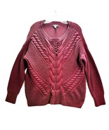 ANA Womens Pullover Sweater Size XL Burgundy Chevron Lace Up Design Chun... - $16.49