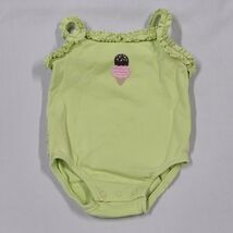 Vintage Gymboree Ice Cream Cone Shop Green One Ruffled Piece Bodysuit 0-... - $10.88