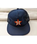 Vintage 90s Houston Astros Trucker SnapBack Blue Hat Cap Plain Logo Taiwan - $745.50 MXN