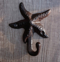 Cast Iron Rustic Starfish Sea Stars Wall Hanger Coat Jacket Towel Hook S... - £17.29 GBP