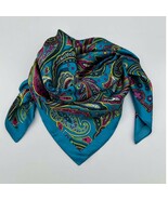 Bold Teal Paisley Western Southwestern Wild Rag Scarf Accent - $28.71