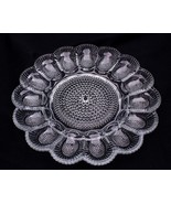Deviled Egg Serving Plate Indiana Glass Sunflower Hobnail Design Pristine - $248.79 MXN
